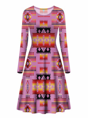 gb nat00046 09 pink pattern native long sleeve dress 1