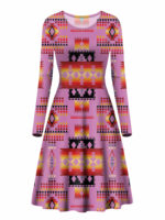 gb nat00046 09 pink pattern native long sleeve dress