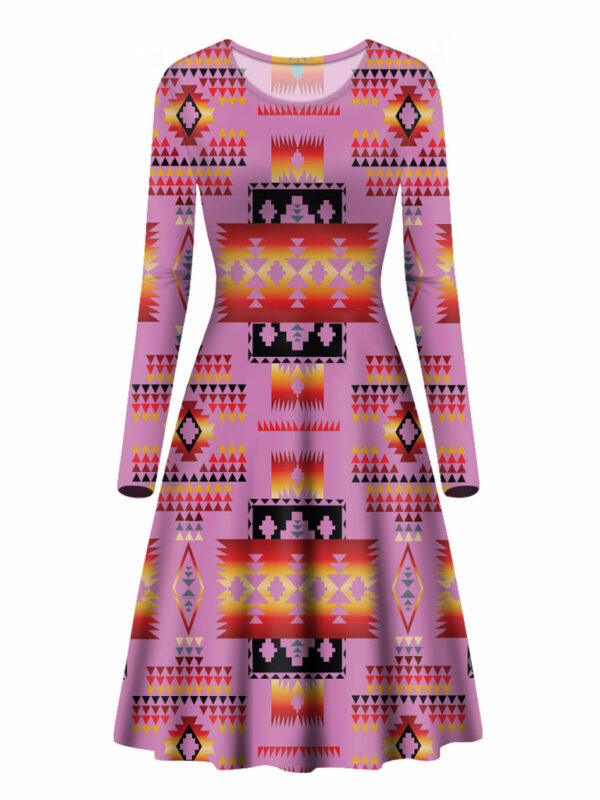 gb nat00046 09 pink pattern native long sleeve dress