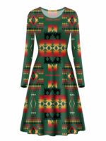 gb nat00046 10 dark green pattern native long sleeve dress