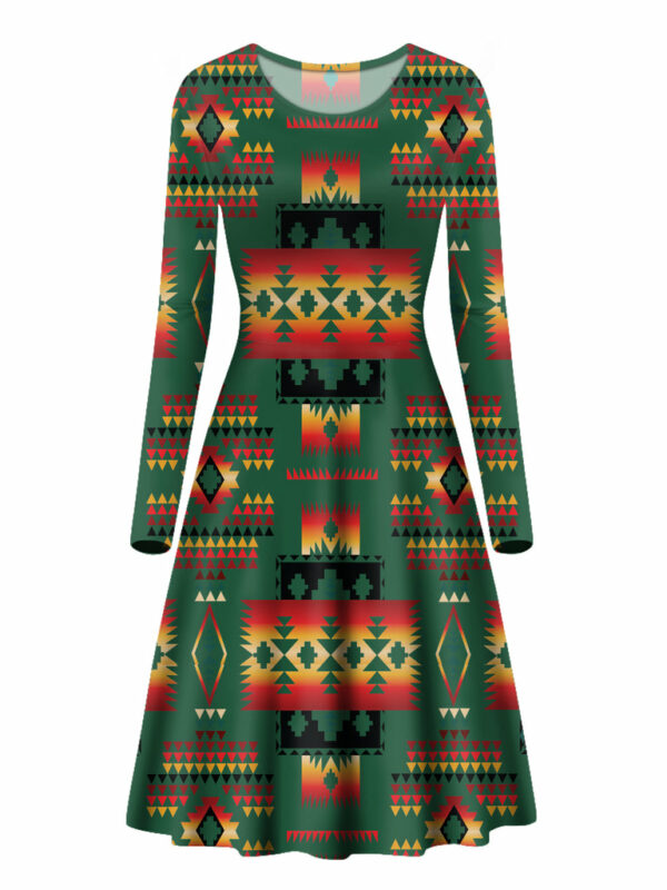 gb nat00046 10 dark green pattern native long sleeve dress