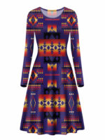 gb nat00046 11 dark purple pattern native long sleeve dress