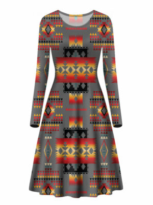 gb nat00046 11 gray pattern native long sleeve dress 1