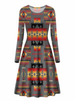 gb nat00046 11 gray pattern native long sleeve dress