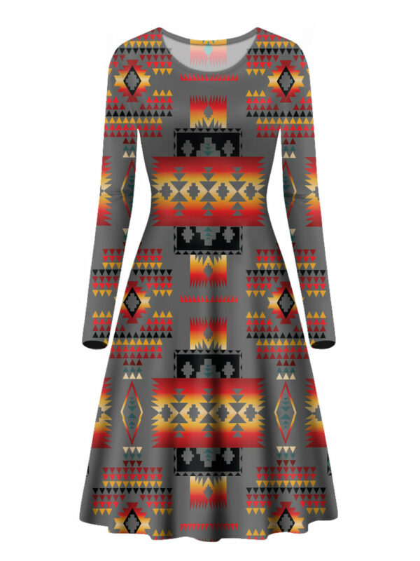 gb nat00046 11 gray pattern native long sleeve dress