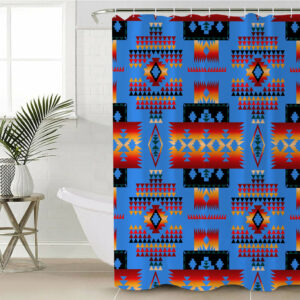 gb nat00046 13 navy tribes pattern native american shower curtain