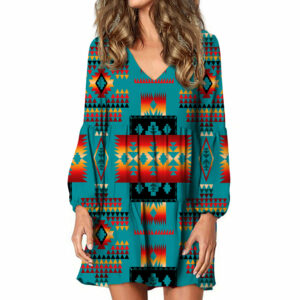 gb nat00046 14 blue native tribes pattern native american swing dress