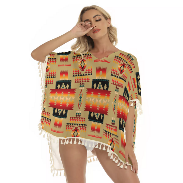 gb nat00046 15 light brown pattern square fringed shawl