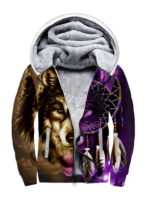Dreamcatcher Wolf Native American 3D Fleece Hoodie
