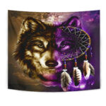 gb nat0005 tape01 dreamcatcher purple wolf native american tapestry