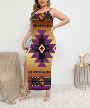 gb nat00057 06 southwest purple arts oblique shoulder exposure dress with