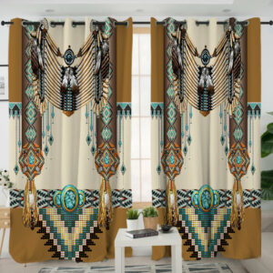 gb nat00059 brown pattern breastplate native american living room curtain