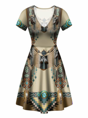 gb nat00059 brown pattern breastplate neck dress