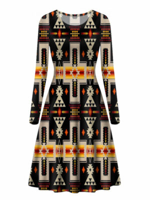 gb nat00062 01 black design native long sleeve dress 1