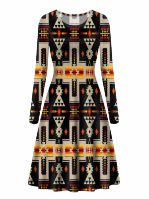 gb nat00062 01 black design native long sleeve dress