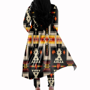 gb nat00062 01 black tribe design native american cardigan coat long pant set 1