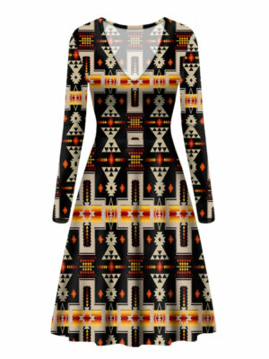 gb nat00062 01 black tribe design native american v long sleeve dress 1