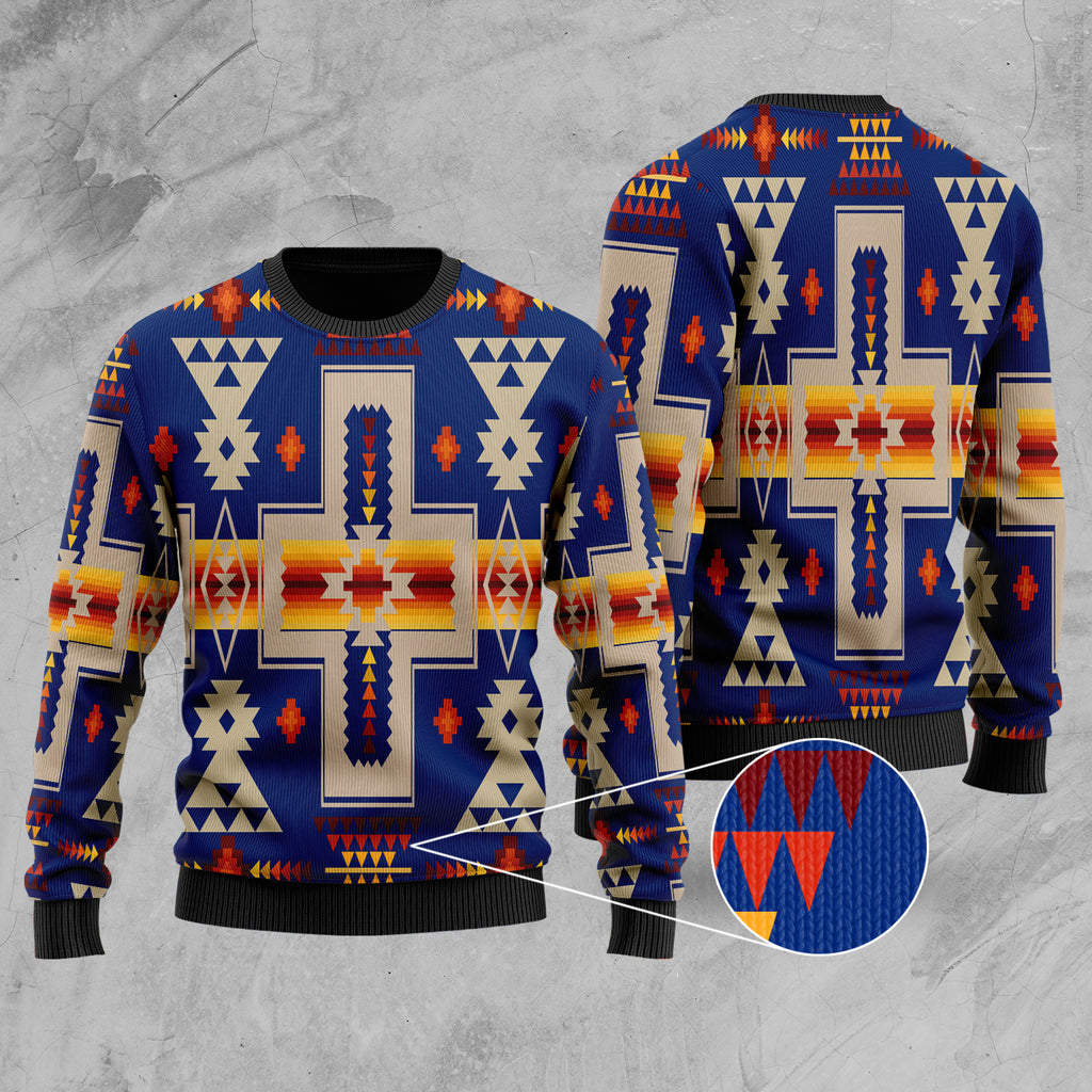 Navy Tribe Design Native American Sweater – 49native.com