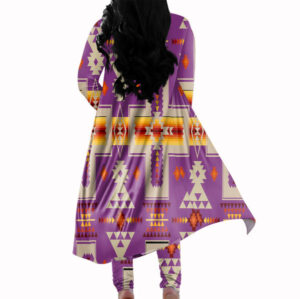 gb nat00062 07 light purple tribe design cardigan coat long pant set 1