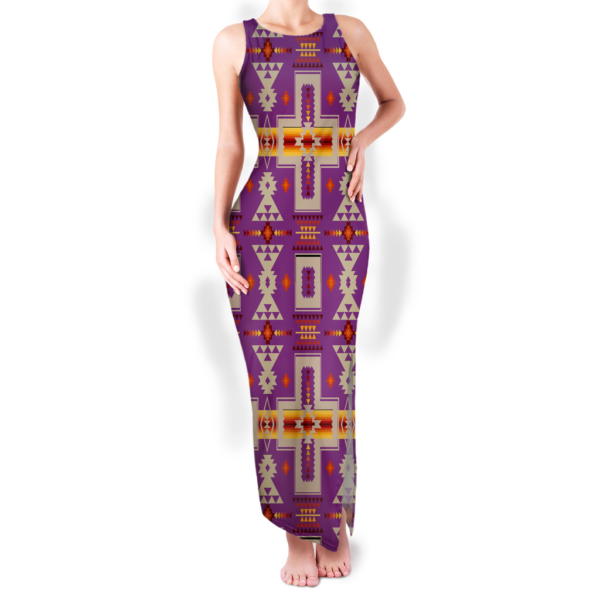 gb nat00062 07 pattern native round neck double slit sundress