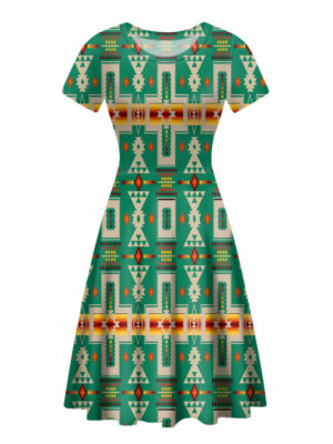 gb nat00062 08 light green tribe design round neck dress