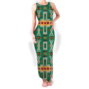 gb nat00062 08 pattern native round neck double slit sundress