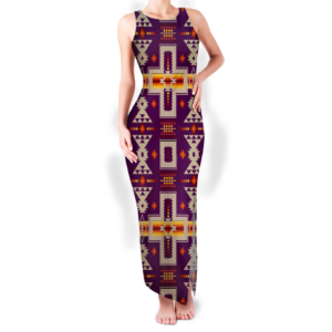 gb nat00062 09 pattern native round neck double slit sundress