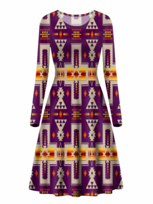 gb nat00062 09 purple design native long sleeve dress