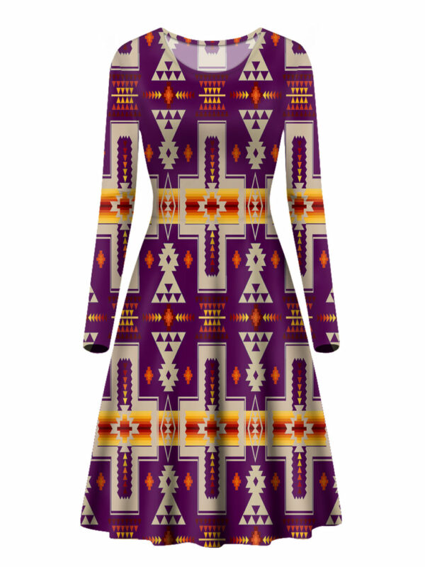 gb nat00062 09 purple design native long sleeve dress