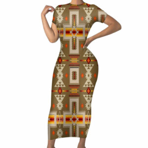 gb nat00062 10 light brown tribe design native american short sleeved body dress 1