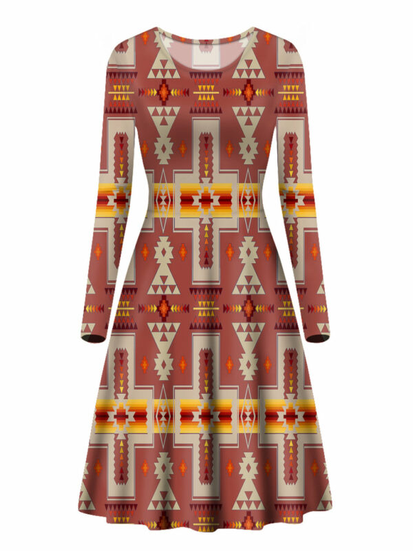 gb nat00062 11 tan design native long sleeve dress