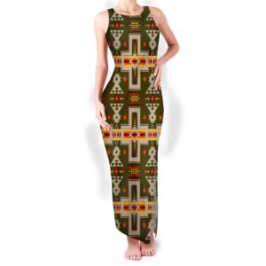 gb nat00062 12 pattern native round neck double slit sundress