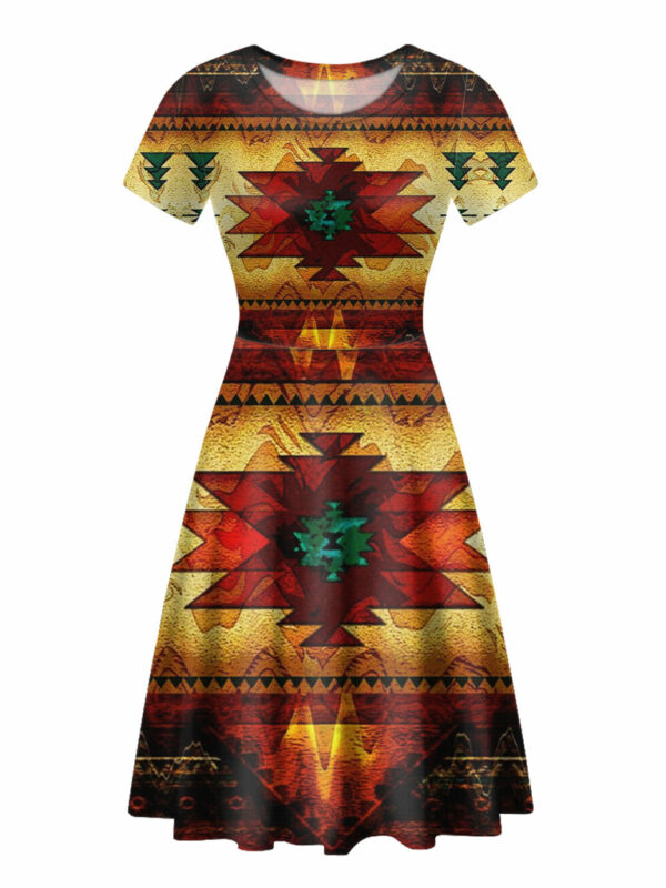 gb nat00068 united tribes brown design round neck dress