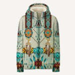 gb nat00069 turquoise blue pattern breastplate 3d fleece hoodie