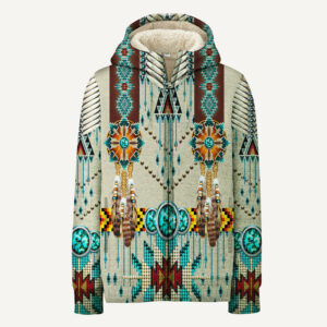 gb nat00069 turquoise blue pattern breastplate 3d fleece hoodie