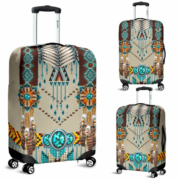 gb nat00069 turquoise blue pattern breastplate native american luggage covers