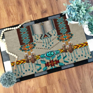 gb nat00069 turquoise blue pattern breastplate native doormat 1
