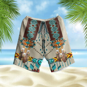 gb nat00069 turquoise blue pattern hawaiian shorts