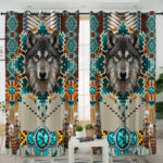 gb nat00069b blue mandala wolf living room curtain