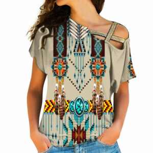 gb nat00069turquoise blue pattern breastplate native american cross shoulder 1