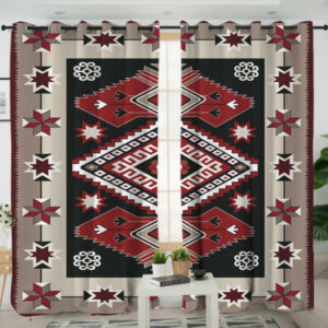 gb nat00073 ethnic red gray pattern native american living room curtain 1