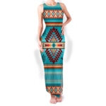 gb nat00087 02 pattern native round neck double slit sundress