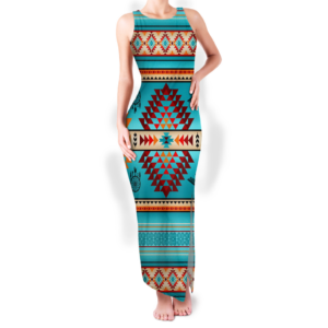 gb nat00087 02 pattern native round neck double slit sundress