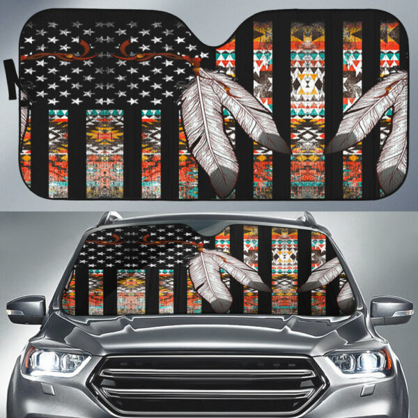 gb nat00108 native american flag feather auto sun shades