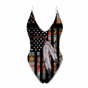 gb nat00108 native american flag feather one piece high cut swimsuit 1