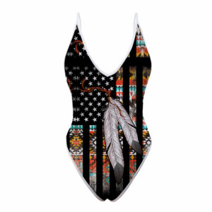 gb nat00108 native american flag feather one piece high cut swimsuit