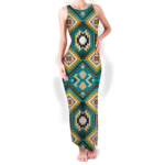 gb nat00114 pattern native round neck double slit sundress
