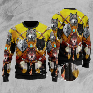 gb nat00120 wolf dream catcher native american sweater