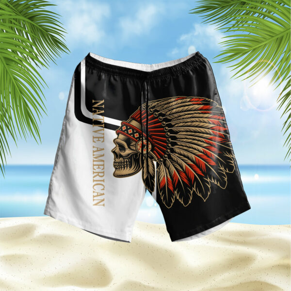 gb nat00132 skull native american hawaiian shorts