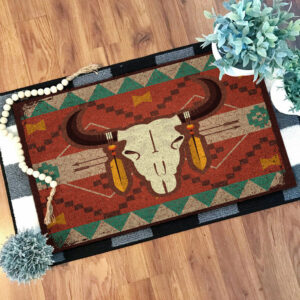 gb nat00135 bison skull native doormat